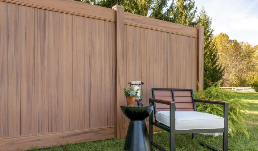 Luxury brown vinyl fence panels that look like wood